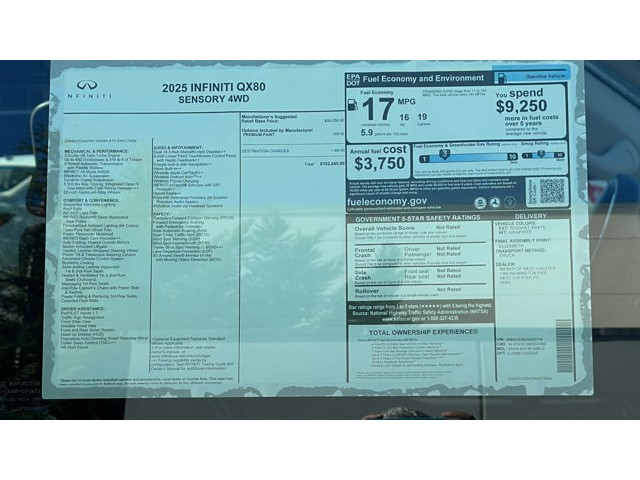 2025 INFINITI QX80 SENSORY SENSORY AWD Twin Turbo Premium Unleaded V-6 3.5 L/213 [12]