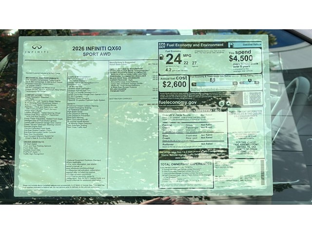 2026 INFINITI QX60 SPORT SPORT AWD Intercooled Turbo Premium Unleaded I-4 2.0 L/122 [12]