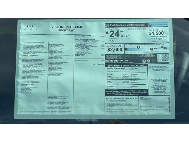 2026 INFINITI QX60 SPORT SPORT AWD Intercooled Turbo Premium Unleaded I-4 2.0 L/122 [11]