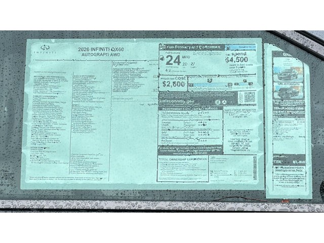 2026 INFINITI QX60 AUTOGRAPH AUTOGRAPH AWD Intercooled Turbo Premium Unleaded I-4 2.0 L/122 [12]