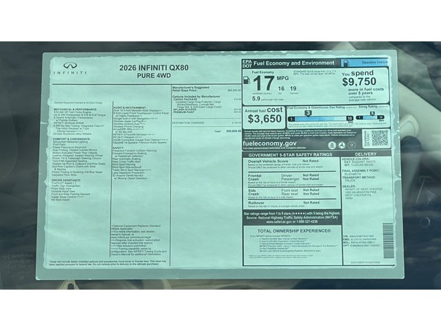 2026 INFINITI QX80 PURE PURE AWD Twin Turbo Premium Unleaded V-6 3.5 L/213 [12]