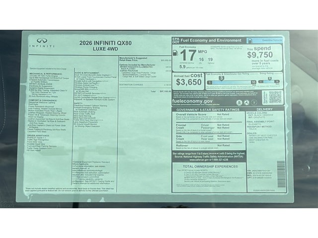 2026 INFINITI QX80 LUXE LUXE AWD Twin Turbo Premium Unleaded V-6 3.5 L/213 [12]