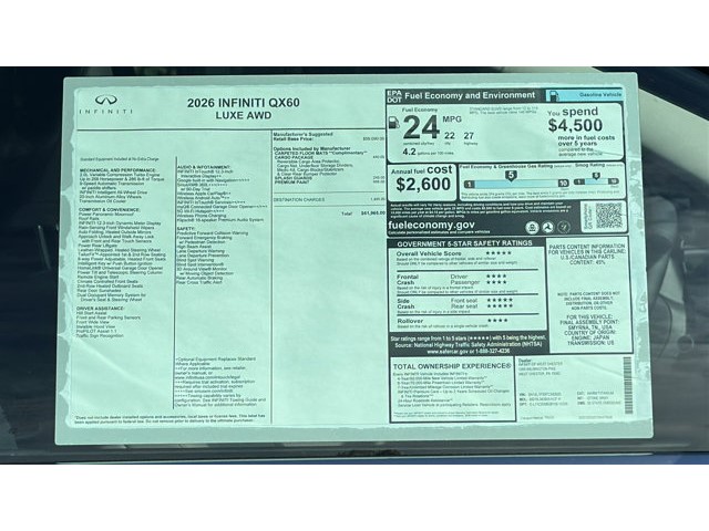2026 INFINITI QX60 LUXE LUXE AWD Intercooled Turbo Premium Unleaded I-4 2.0 L/122 [12]