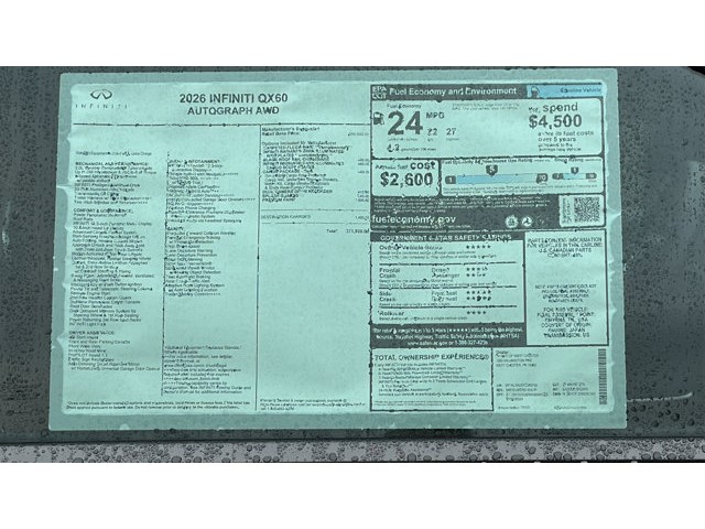 2026 INFINITI QX60 AUTOGRAPH AUTOGRAPH AWD Intercooled Turbo Premium Unleaded I-4 2.0 L/122 [12]