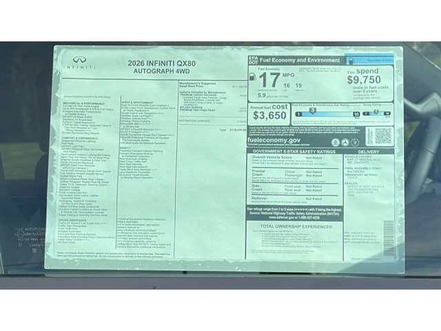 2026 INFINITI QX80 AUTOGRAPH AUTOGRAPH AWD Twin Turbo Premium Unleaded V-6 3.5 L/213 [12]